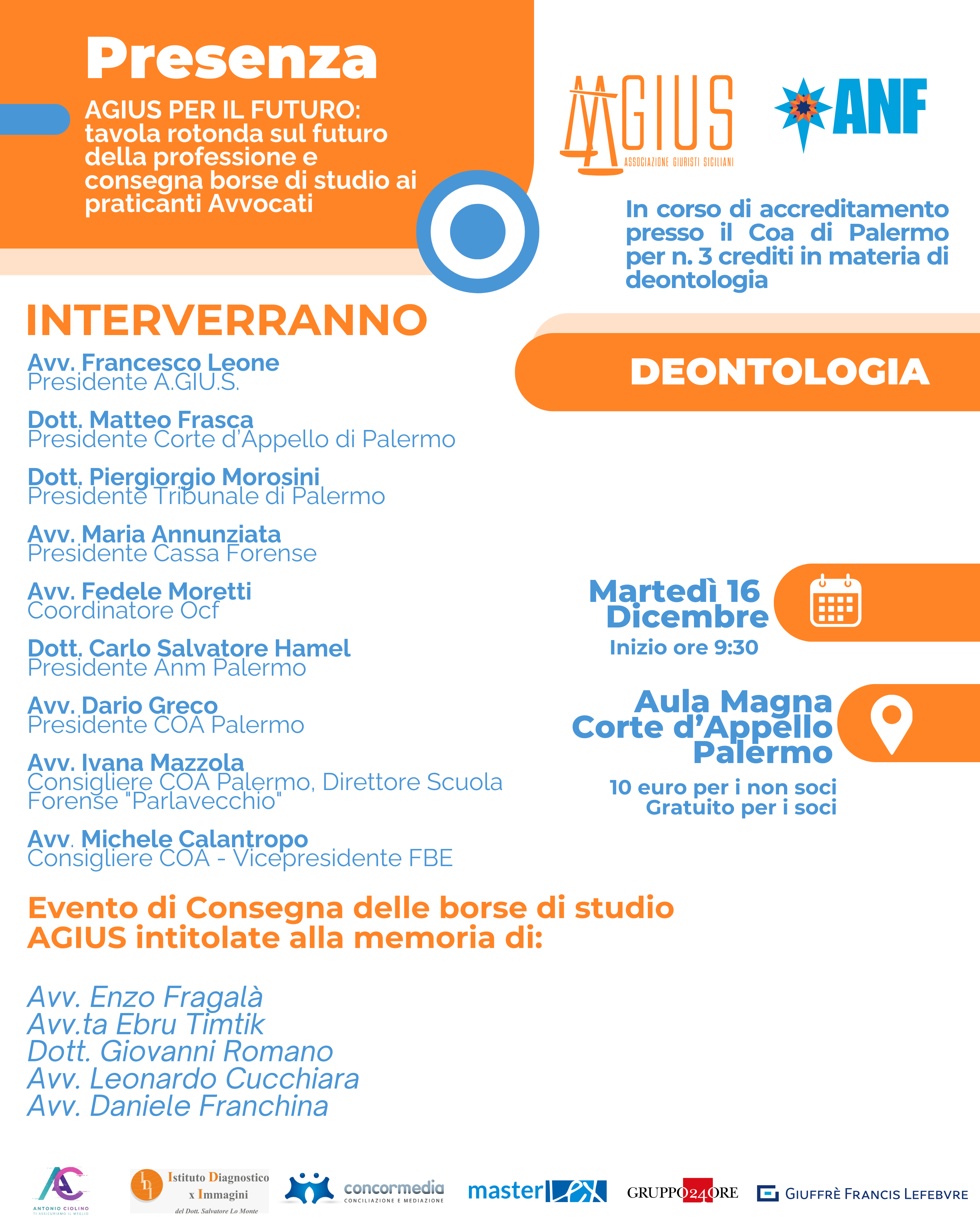 Agius per il futuro: tavola rotonda sul futuro della professione e consegna borse di studio ai praticanti Avvocati